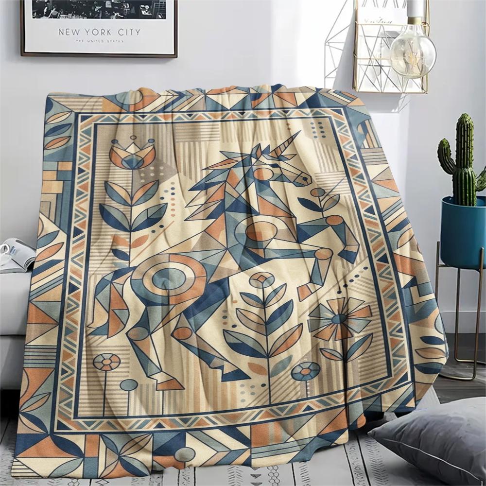 Einhorn Tierprint Flanelldecke, Hohe Qualität, Bequem für alle Jahreszeiten, Heimdekoration, Wärme und Komfort, Perfekt für Weihnachtsgeschenke140