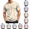 Men's Casual Quick-Dry Round Neck Short Sleeve Striped T-Shirt - Lightweight Mesh Breathable