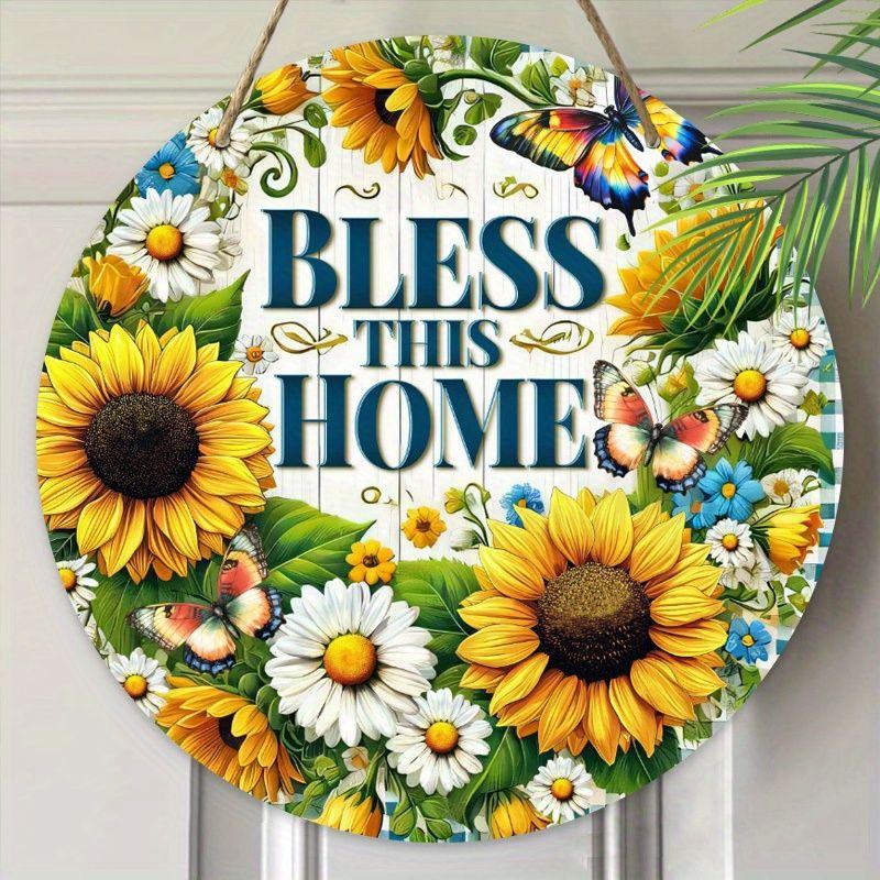 2D Flat Hanging Decorative Signs,interior Wall or Door Decoration,garden Decoration,the Pattern Is Sunflower,a Housewarming Gift for Friends