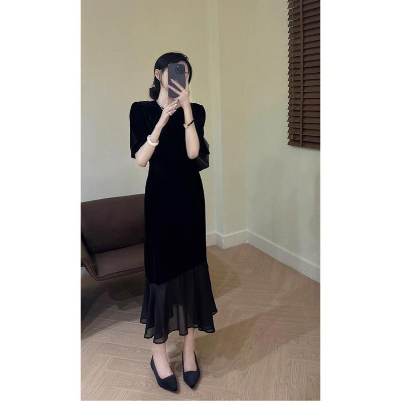 High temperament dress women's clothing autumn new black skirt autumn small black dress early autumn dress