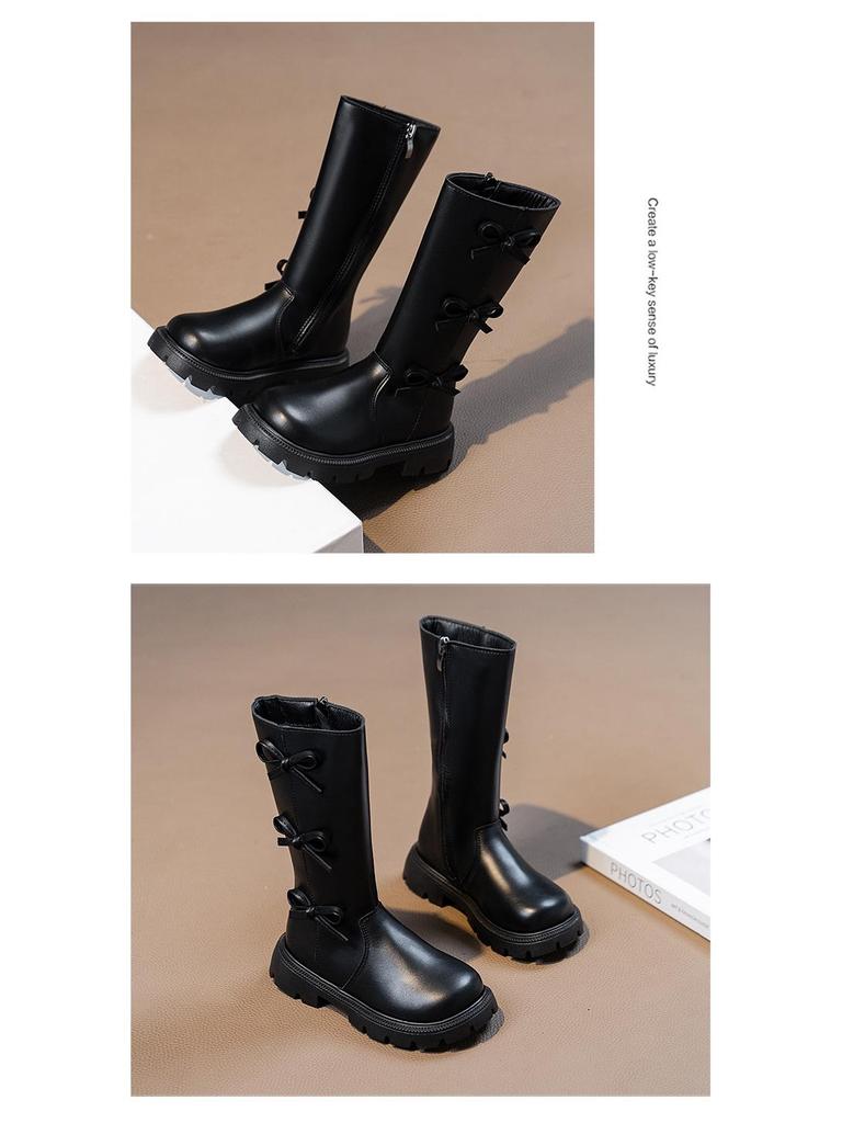 2025 Girls' High-Top Long Boots: Stylish Autumn/Winter Princess Boots with Plus Velvet Cotton