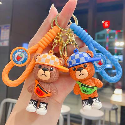 Creative Cartoon Sports Style Knitted Bear Car Keychain Cute Schoolbag Pendant Trendy Cool Small Gift