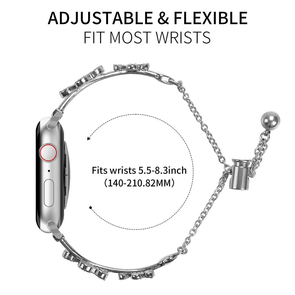 Metal Band For Apple Watch Ultra 3 2 1 49mm/Series 11 10 46mm/9 8 7 45mm/SE3 SE2 SE 6 5 4 44mm/3 2 1 42mm Heart Clover Decor Watch Strap