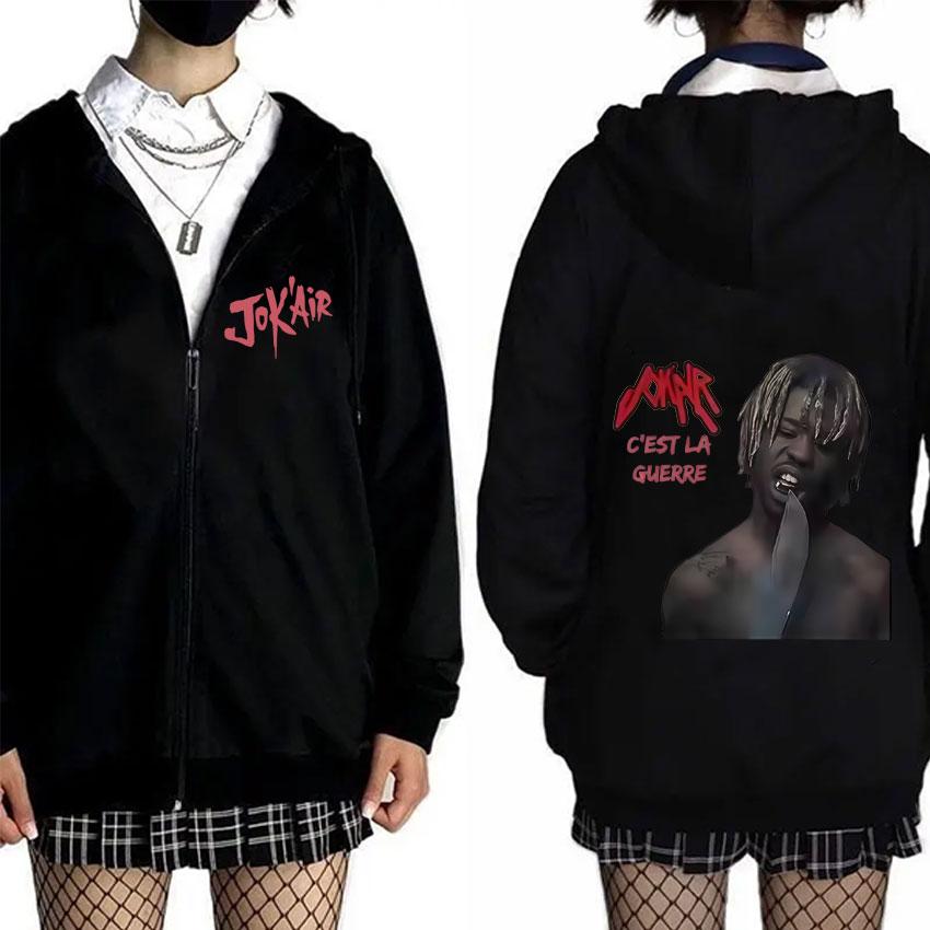 Rapper Jokair C'est La Guerre Album Merch Zipper Hoodie Men Women Vintage Oversized Zip Up Jacket