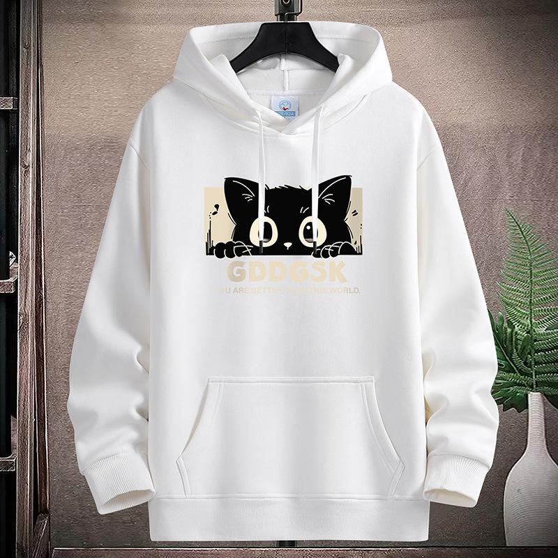 

Толстовка с капюшоном с рисунком Lucky Cat для мужчин и мальчиков, большой размер, длинный рукав, спортивная рубашка, пуловер XXXL белый
