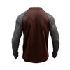Herren Henley-Hals Raglanärmel T-Shirt Unifarben Patchwork-Tasche Oberteil