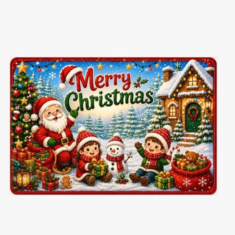 Minimalist Xmas Pine Design Washable Floor Mat Decorative Door Rug Perfect For Indoor Outdoor Entryway Welcome Accent