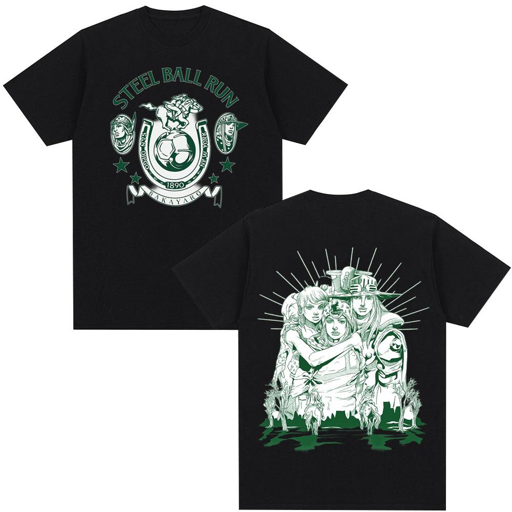 

2026 New Japanese Anime Jojo Bizarre Adventure T-shirt STEEL BALL RUN Manga Graphic Parent-child Cotton Casual Oversized T Sh... S разноцветный