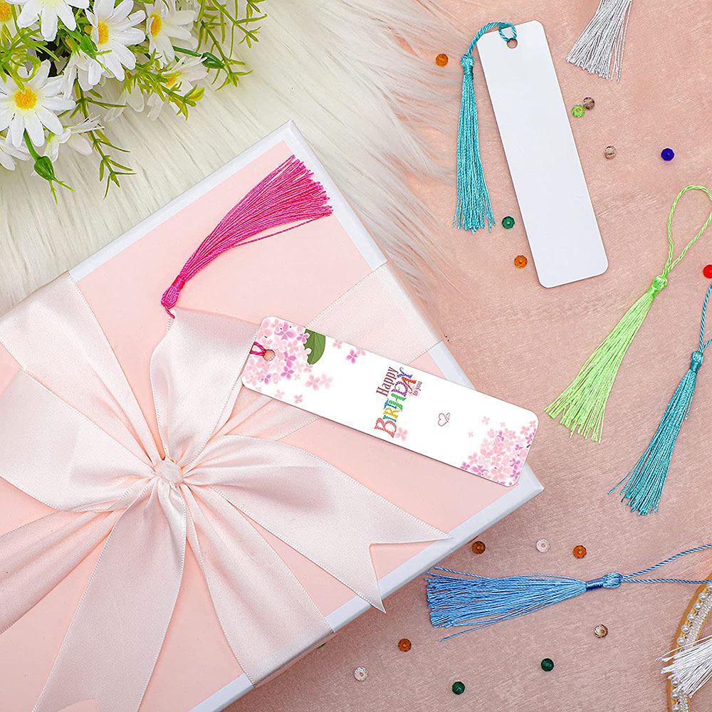 Colorful Tassel Bookmarks: DIY Aluminum for Sublimation & Crafts, Perfect for Birthdays & Weddings.