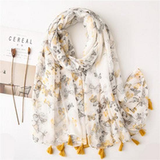 Khaki Camellia Silk and Cotton Scarf: Warm Autumn/Winter Shawl for Women