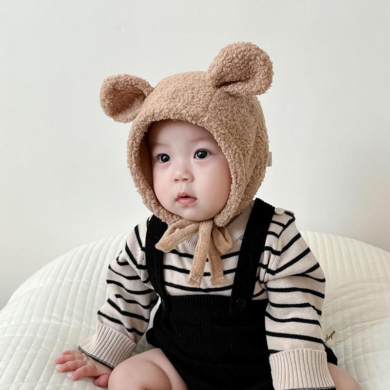 Baby Winter Hat Cartoon Ears Newborn Infant Lamb Fleece Ear Protection Bonnet Beanie Outdoor Windproof Toddler Warm Earflap Cap