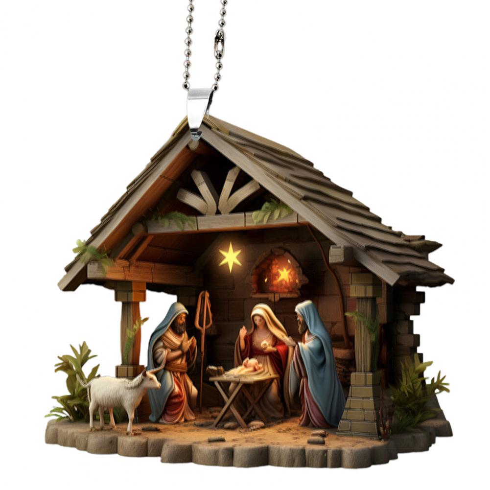 Bright Colored Ornament Jesus Family Prayer Ornament Jesus Family Prayer Scene Pendant Ornaments for Home Car for Christians