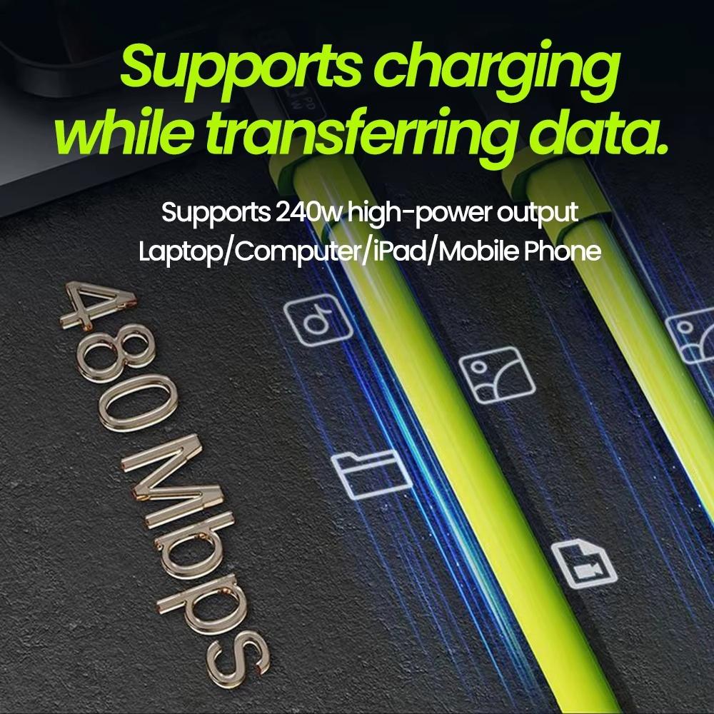 240W Universal USB C To Type C Fast Charging Cable 0.3m/1m/1.5m/2m USB PD Data Cord For iPhone 15 16 17 Android Samsung Xiaomi