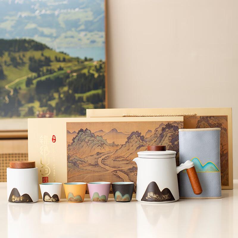 Hand-Painted Chinese Style Tea Set Four Cups