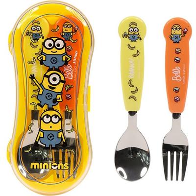 Lilpang Minions bequemes Löffel-Gabel-Etui-Set, gemischte Farben, Löffel + Gabel + Etui