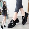 Dam Loafers Plattform Chunky Lady Summer Casual svarta läderskor