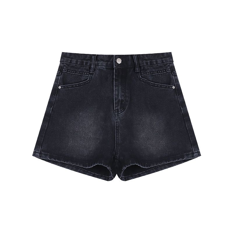 

Worn Looking Washed-out Summer High Waist Easiest for Match Black Denim Black XL