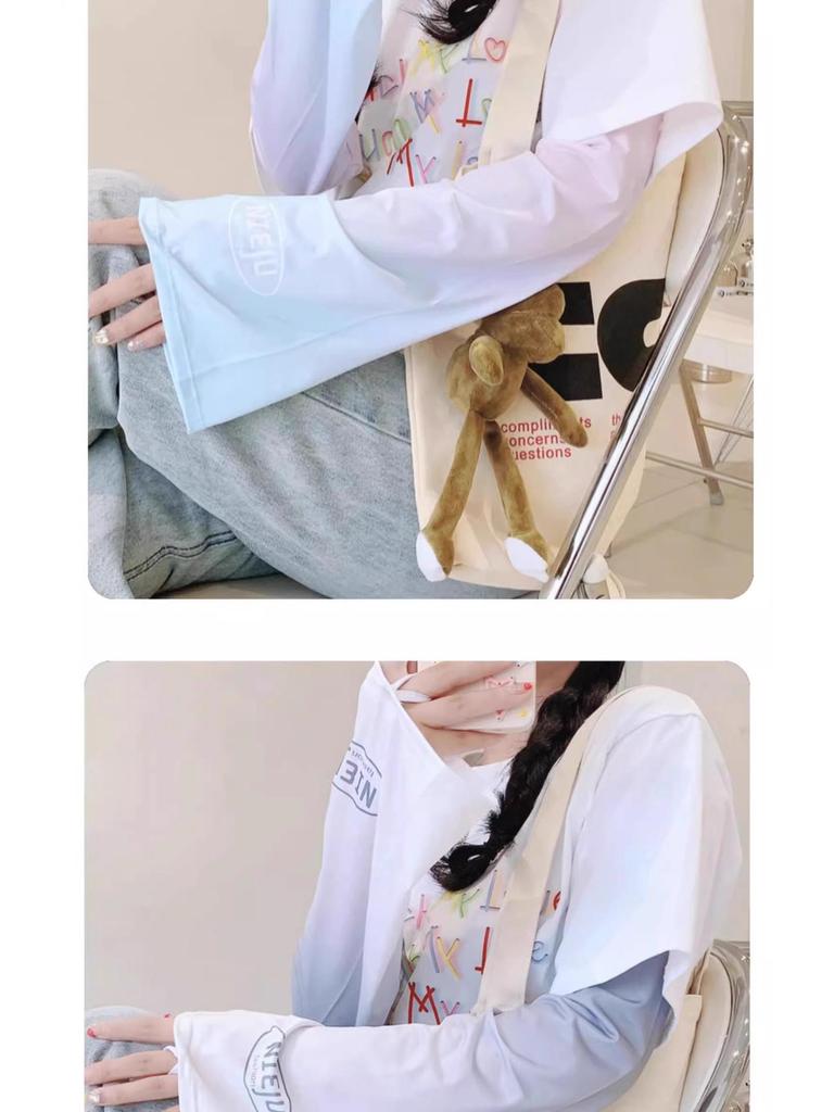 Plus Size Gradient Ice Silk Sun Protection Sleeves - Breathable, Anti-UV Arm Protectors