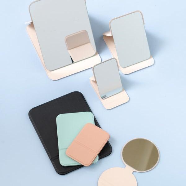Ivory Cover Stand Round Mirror