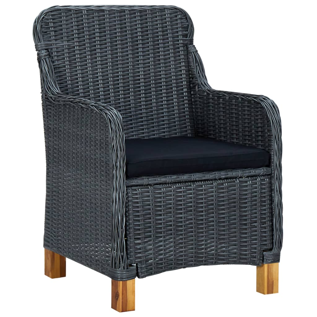 VidaXL Gartenstühle mit Kissen 2 Stk. Poly Rattan Dunkelgrau