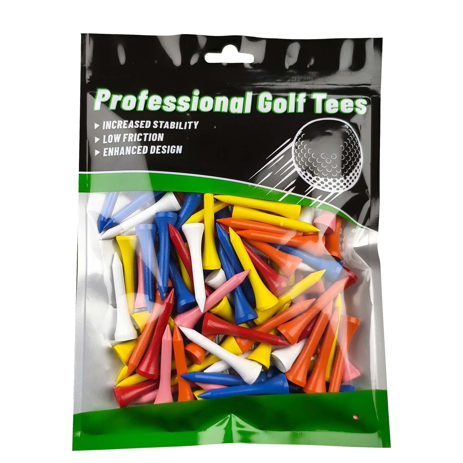

100pcs Mixed Color Wooden Golf Tees with Ball Holder