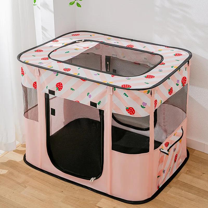 Foldable Pet Playpen Oxford Cloth Indoor Outdoor Tent Fence Storage Bag for Puppy Cat Small Animal Easy Assemble Portable