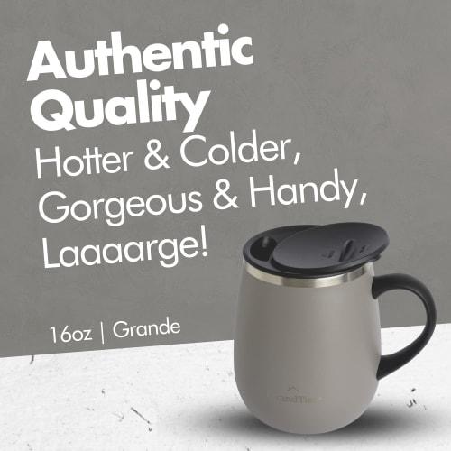 GRANDTIES Premium Vacuum Insulated Mug, 460ml, Available in 19 Colors, with Easy-Open Sliding Lid, Stainless Steel Double-Wall Vacuum Insulation, and