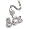 THE BLING KING Custom Baguettecz Script Name Pendant With Heart Clasp Necklace Iced Out Cubic Zirconia Necklace Hiphop Jewelry