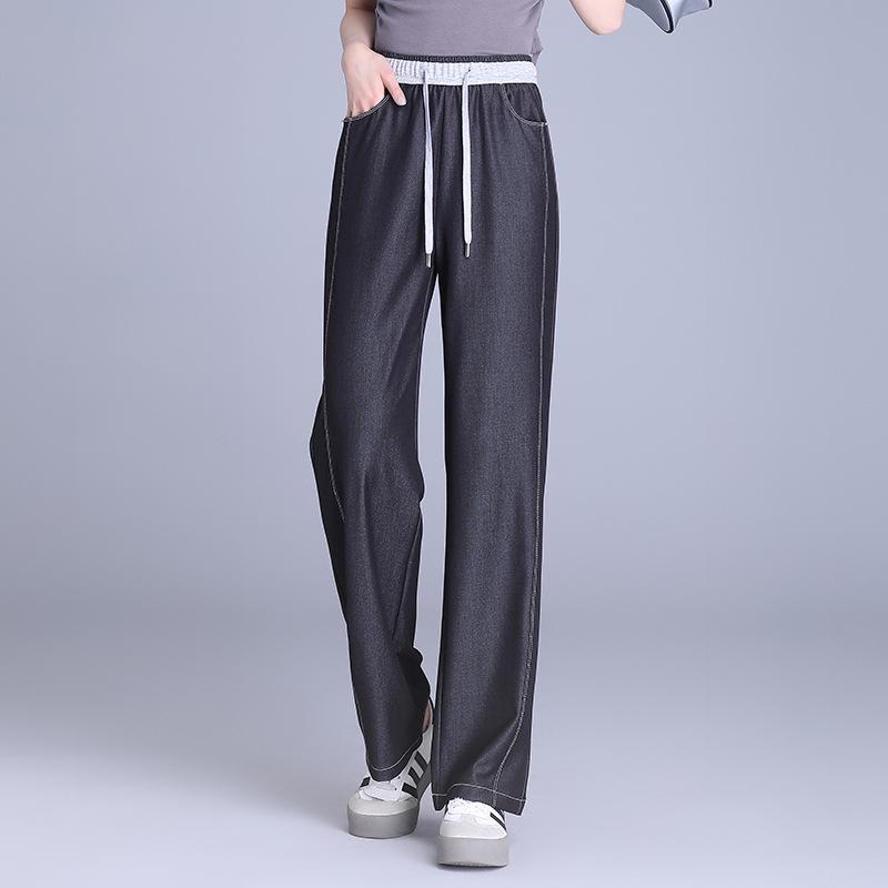 

High-Waist Slimming Straight-Leg Pants - 2026 Spring/Summer Collection: Stylish, Drape Wide-Leg, Long Casual Pants. M чёрный