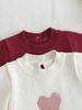 Baby Girl Cotton Heart Jacquard Knit Dress with Ruffle Sleeves & Round Neck