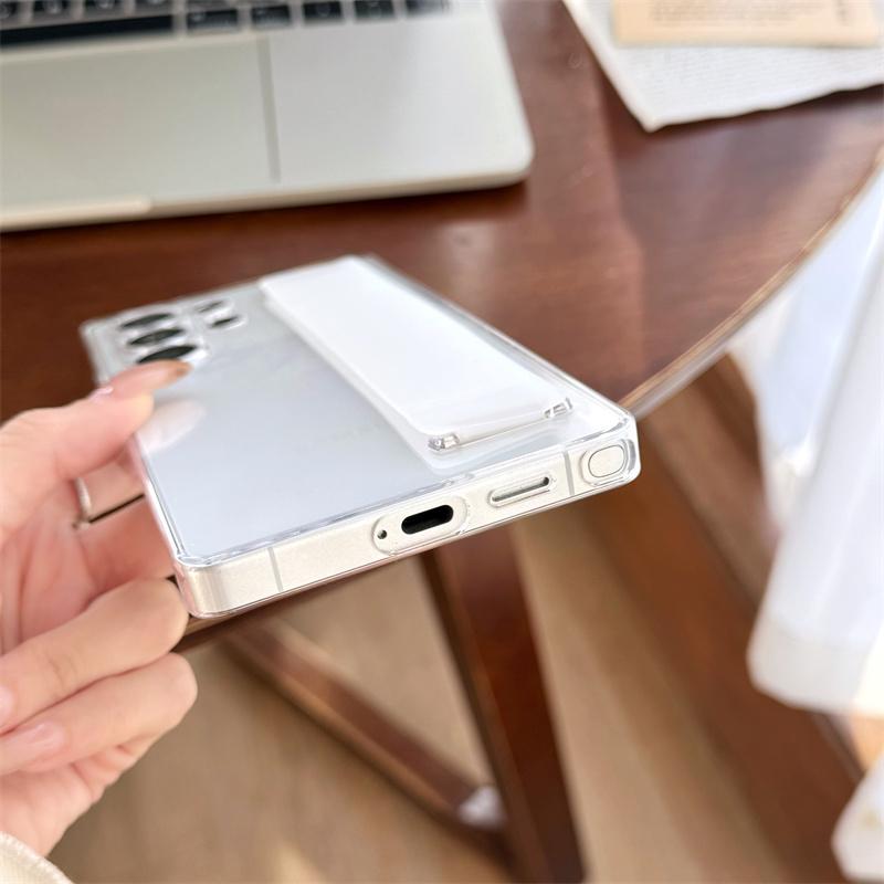Luxusní matný elastický silikonový náramek pouzdro na telefon pro Samsung S25 S24 S23 Ultra S25 Plus Tvrdý PC Průhledný Nárazuvzdorný Zadní Kryt