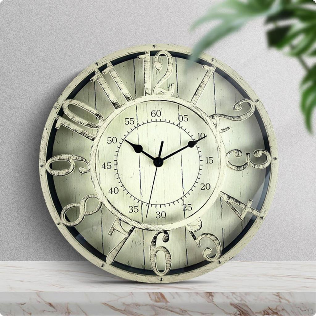 Unique Quartz Wall Clock Vintage Style Hollow Dial for Luxury Home
