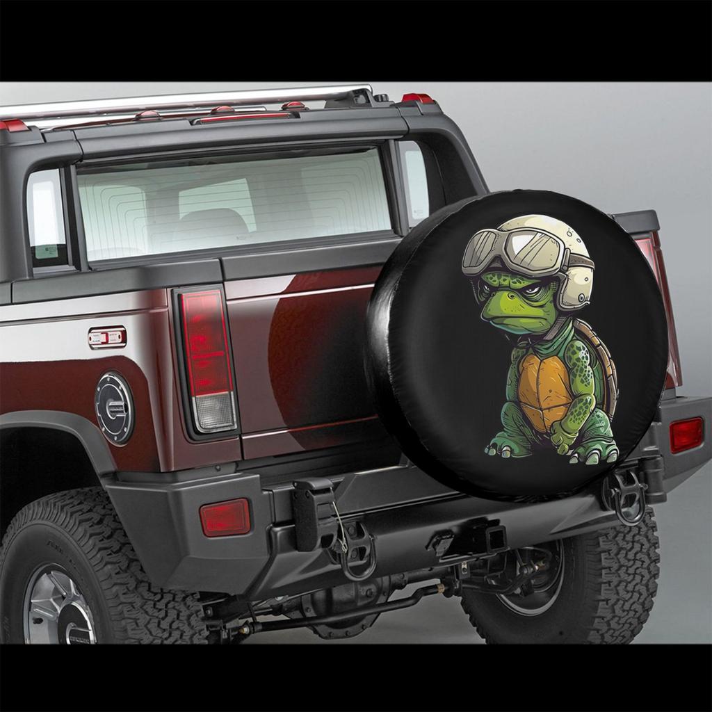 1pc Spare Tire Cover Printed With Cool Turtle With Flight Helmet Cool Styling, Compatible With SUVs, Sports Cars, Coupes And Per