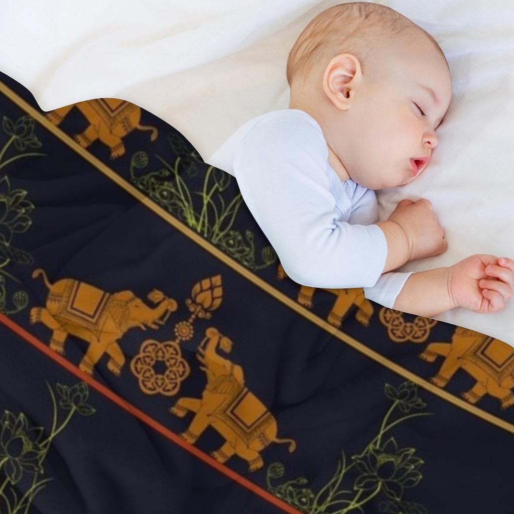 Rajasthani Elephant Print Throw Blanket Wednesday Personalized Gift Custom Sleeping Bag Blankets