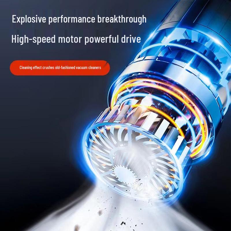 High-Power Handheld Vacuum Cleaner: Multi-Function, Rechargeable, Blowing & Suction, with Light, for Car Cleaning.
