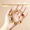 Handmade Natural Tiger Eye and Citrine Beaded Bracelet - Round Crystal Jewelry