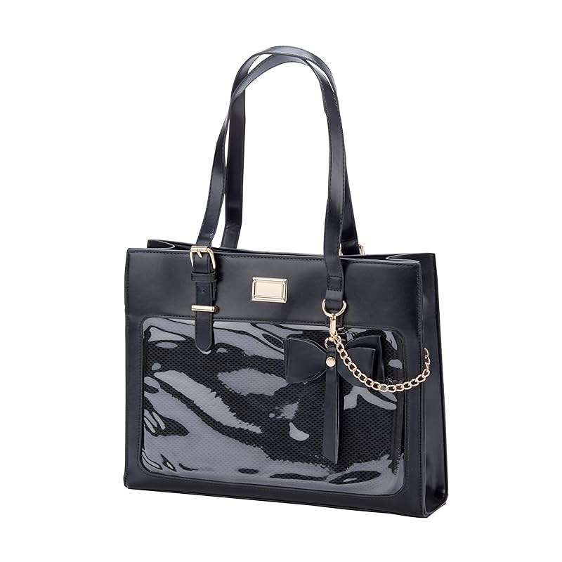 

[bealight] ita bag tote A4 Fashionable Itaba shoulder bag transparent tote bag Oshikatsu bag fastener Larger leather black Oshikatsu Otakatsu gift