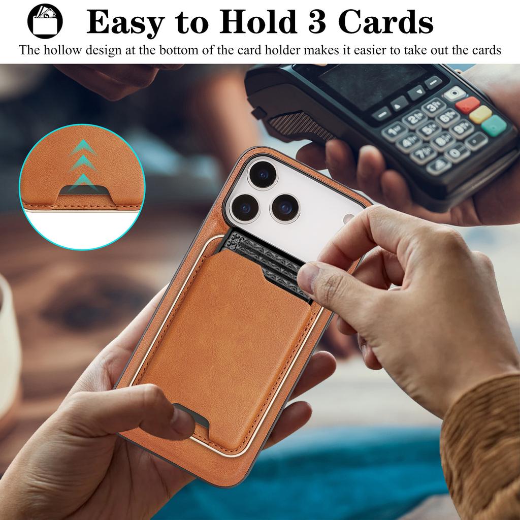 Ultra-thin Magnetic Card Holder Combo Leather Case for iPhone 16 Pro Max 17 Air 16e 15 14 Plus 13 12 Wireless Charging Cover