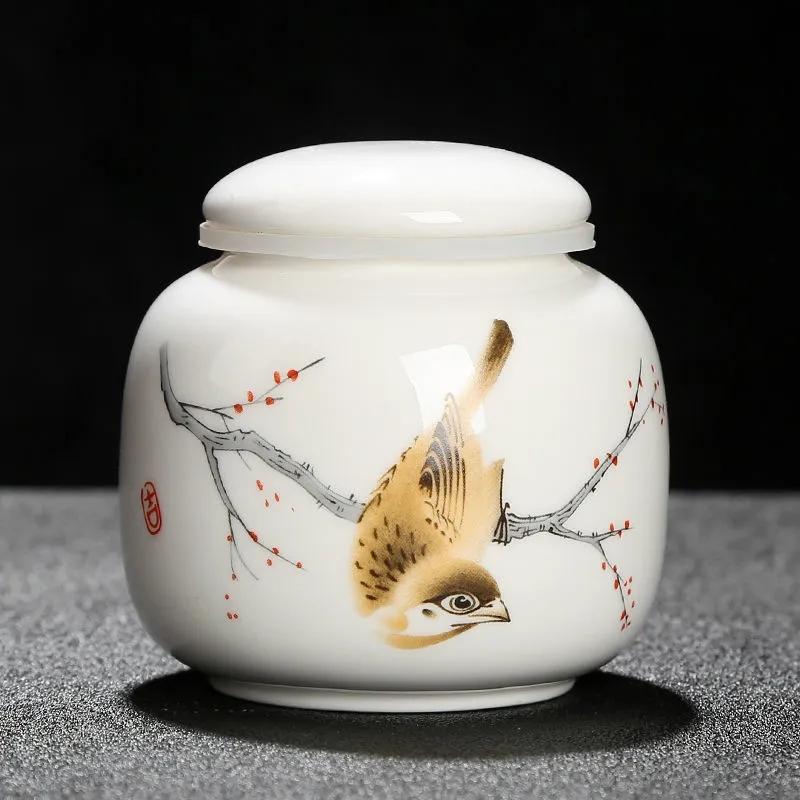 Retro Style Ceramic Tea Storage Jars Home Dried Fruit Medicinal Herbs Sealed Storage Cans Multifunction Mini Packaging Caddy