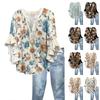 Summer Tops For Women Cute V Neck 3/4 Sleeve Blouses Print Top Casual Shirts