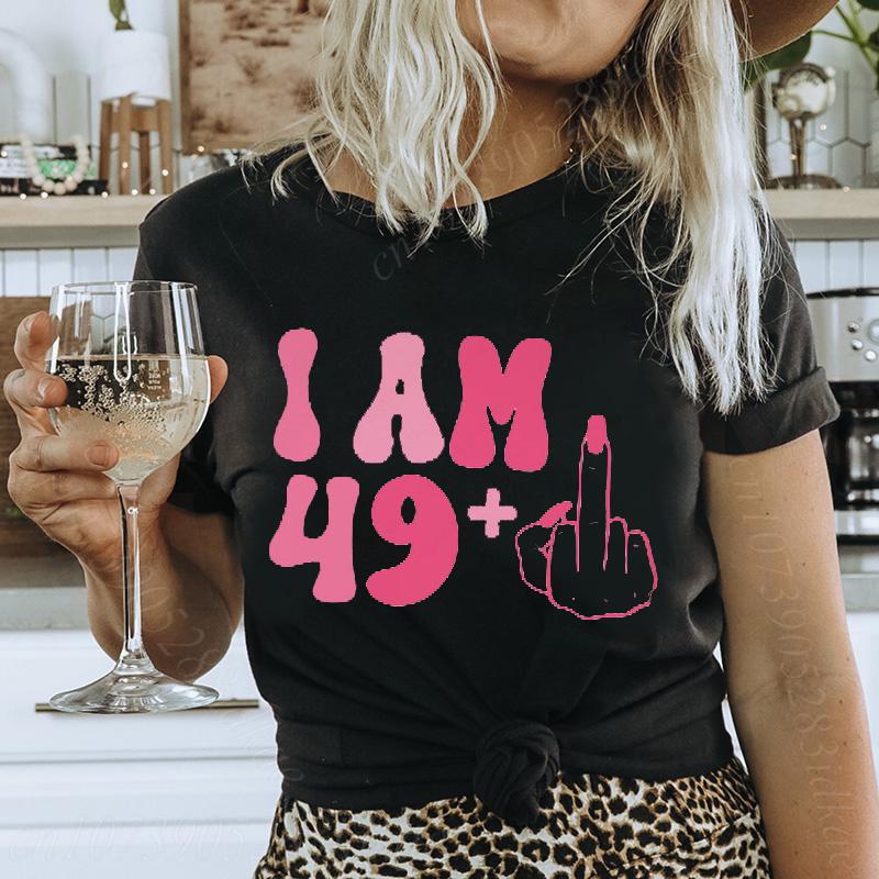 

Мне 49 лет плюс смешные 50-летие 50-летний день рождения женские футболки подарок маме модная футболка с круглым вырезом персонализированные праздничные топы 3XL