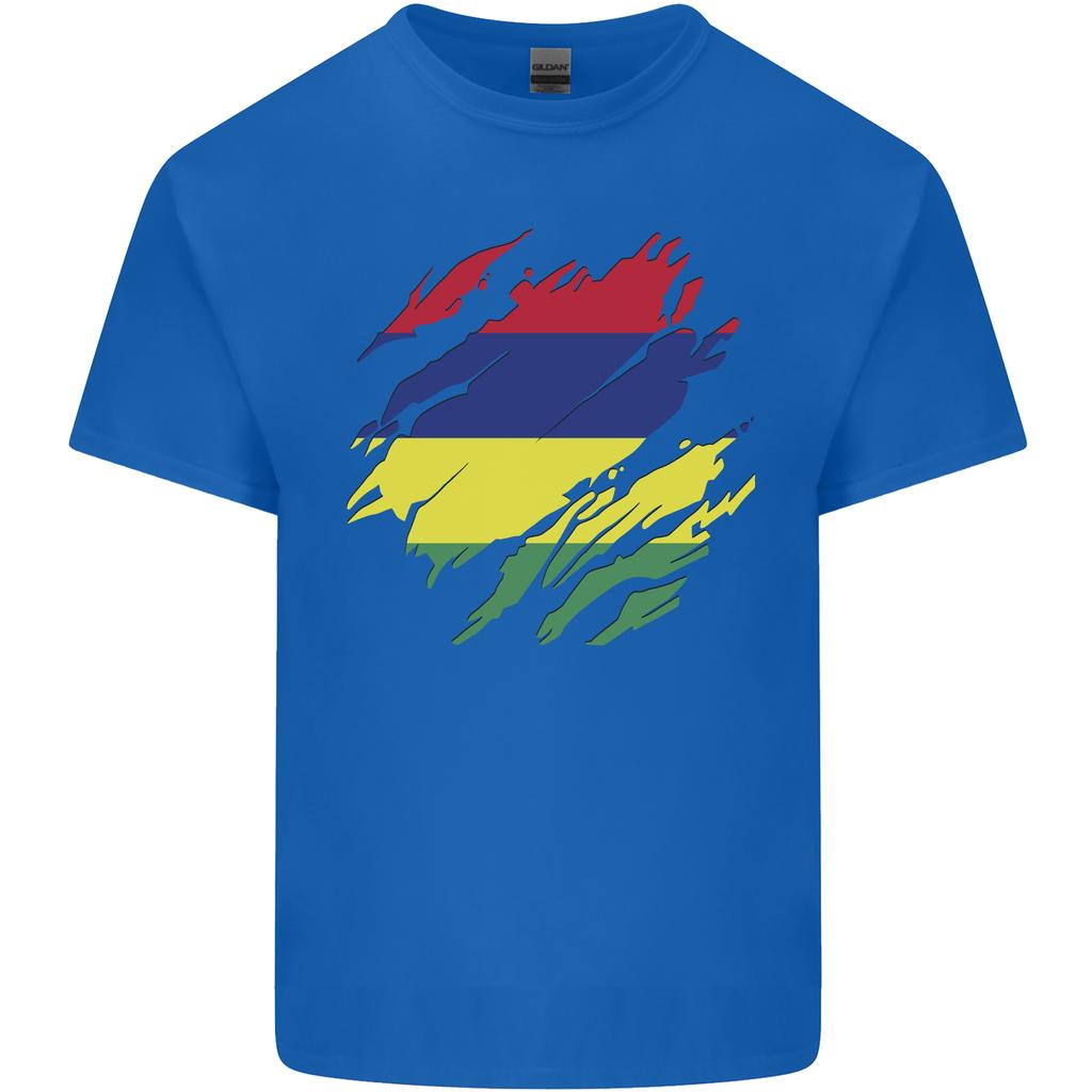 Torn Mauritius Flag Mauritians Day Football Unisexs Light Cotton TShirt