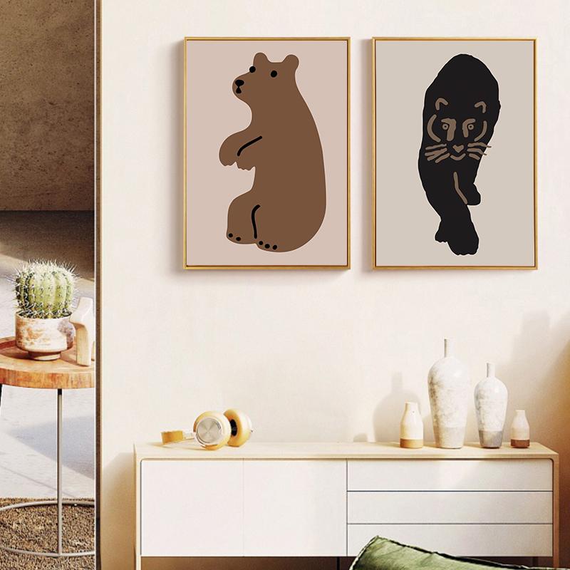 Boho Style Modern Animal Leopard Painting Poster Home Decoration Minimalist Nordic Canvas Wall Art Pictures for Living Room No Frame