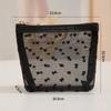 Flocked Heart Pattern Handheld Zipper Portable Mesh Makeup Bag Cosmetic Organizer Travel Essential Large Capacity