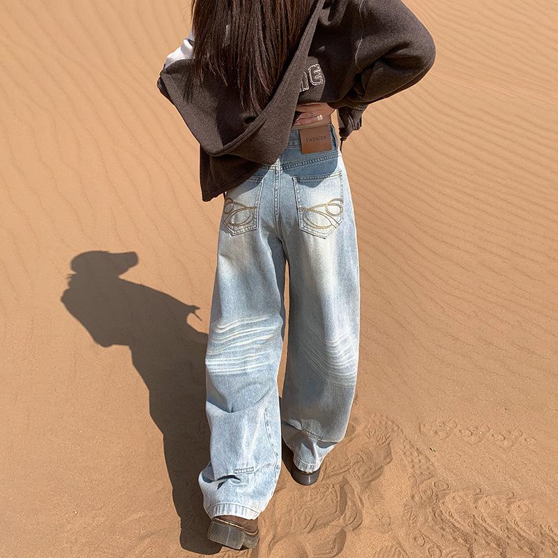 2025 Fall New High Waist Wide-Leg Jeans: Women s Slimming Floor-Length Pants S