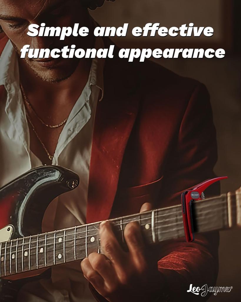 Leo Jaymz Guitar Capo for Zinc Alloy Metal Guitar Guitar Clamp for Bass Classical and Banjo Shadow Heavy-Duty Acoustic/Electric Guitars, Clip, Guitar,