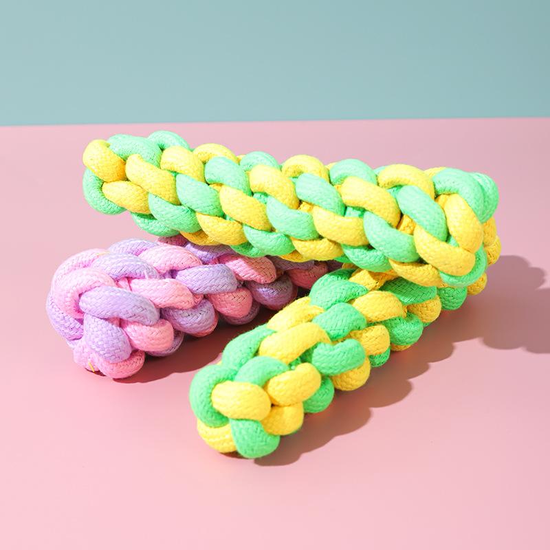 Christmas Pet Toy Cotton Rope Two-color Dog Bite Rope Woven Twist Stick 18CM Dog Corn On the Cob Grinding Toy