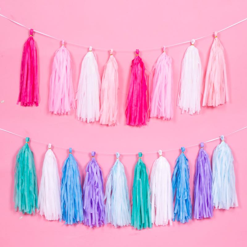 

1Set DIY Gold Tissue Paper Tassel Garland for Wedding Kids Unicorn Birthday Party Decorations Baby Shower Favors Supplies Decor