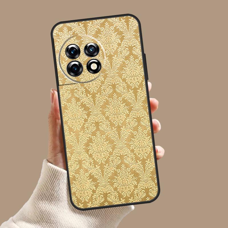 Gold Floral Pattern Case For OnePlus Nord CE 5 2 3 4 Lite N30 OnePlus 13 11 12 15 13T 13R 10T 12R 9 10 Pro Cover