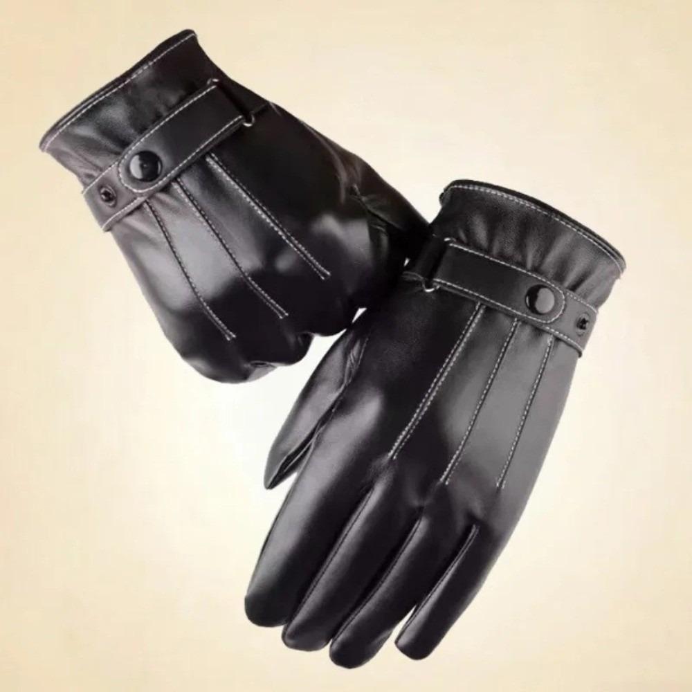 High Quality Black Leather Gloves Warm Full Finge Touch Screen Gloves Windproof Waterproof Full Finger Gloves Outdoor Winter